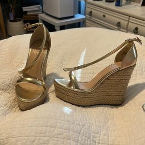 Bamboo Gold Espadrille Wedge 8